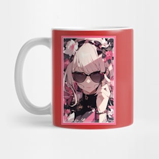 Aesthetic Anime Girl Pink Rosa Black | Quality Aesthetic Anime Design | Chibi Manga Anime Art Mug